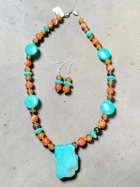 Handmade Jasper, Tigers Eye and Howlite Southwestern Style Necklace Set